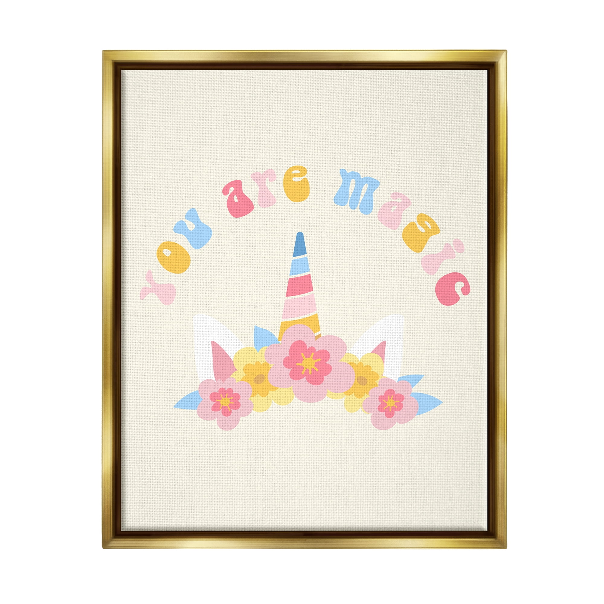 Stupell Industries Fun You Are Magic Phrase Fairy Tales & Fantasy Painting Gold Floater Framed Canvas Art Print Wall Art, 17 x 21