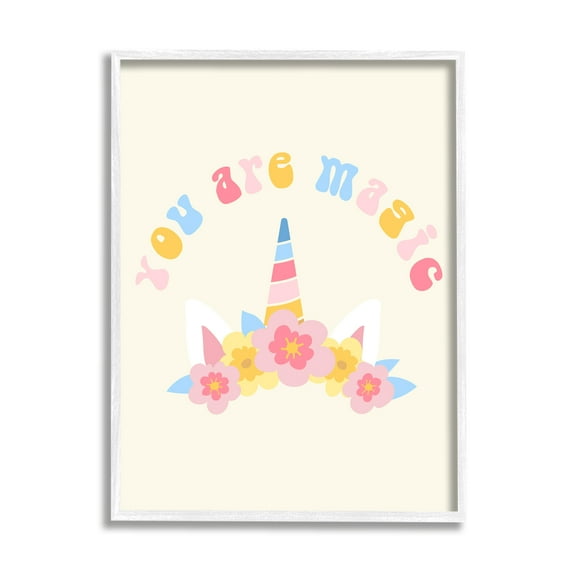 Stupell Industries Fun You Are Magic Phrase Fairy Tales & Fantasy Painting White Framed Art Print Wall Art, 16 x 20