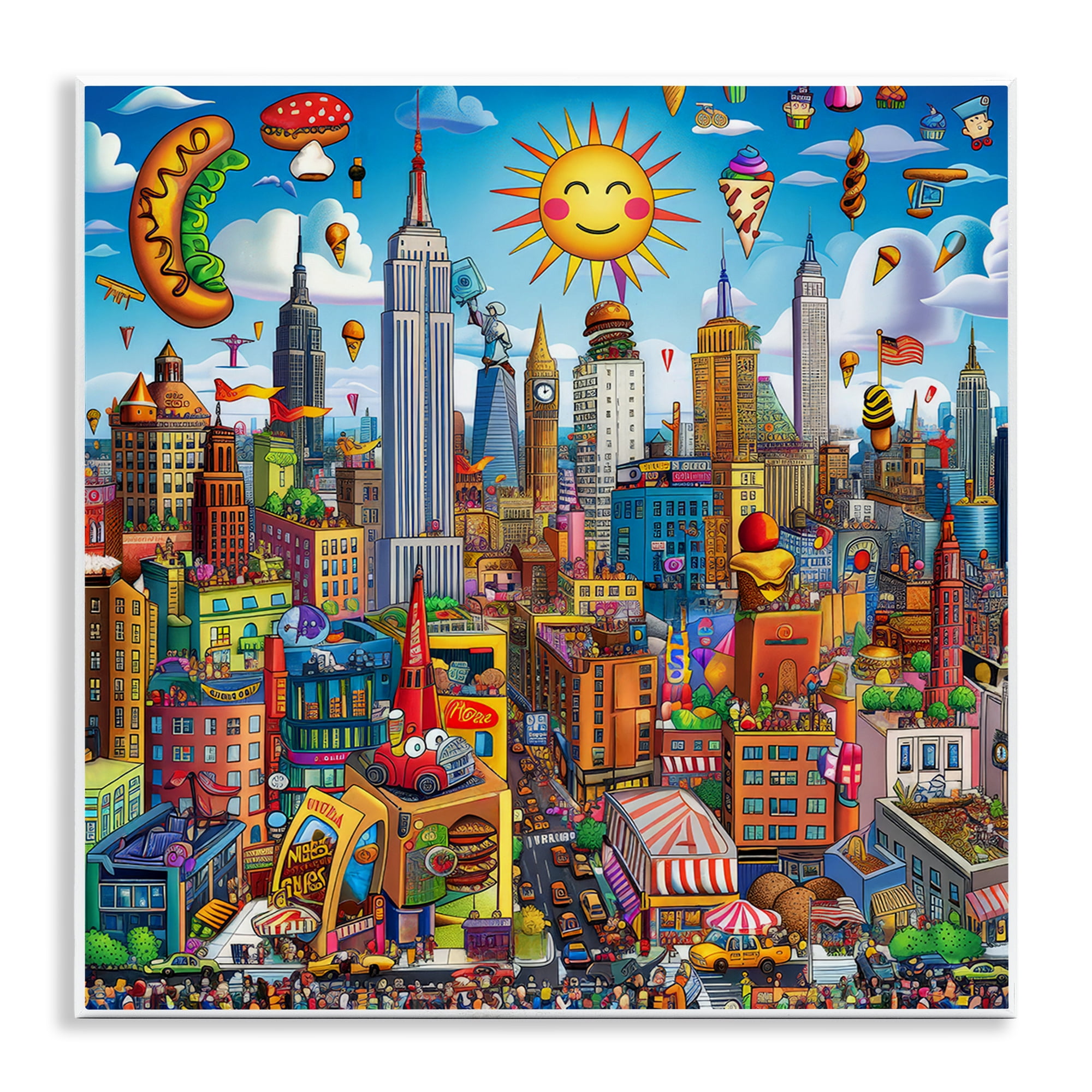 Stupell Industries Fun Zany Cityscape Novelty & Humor Painting Unframed Art Print Wall Art, 12 x 12