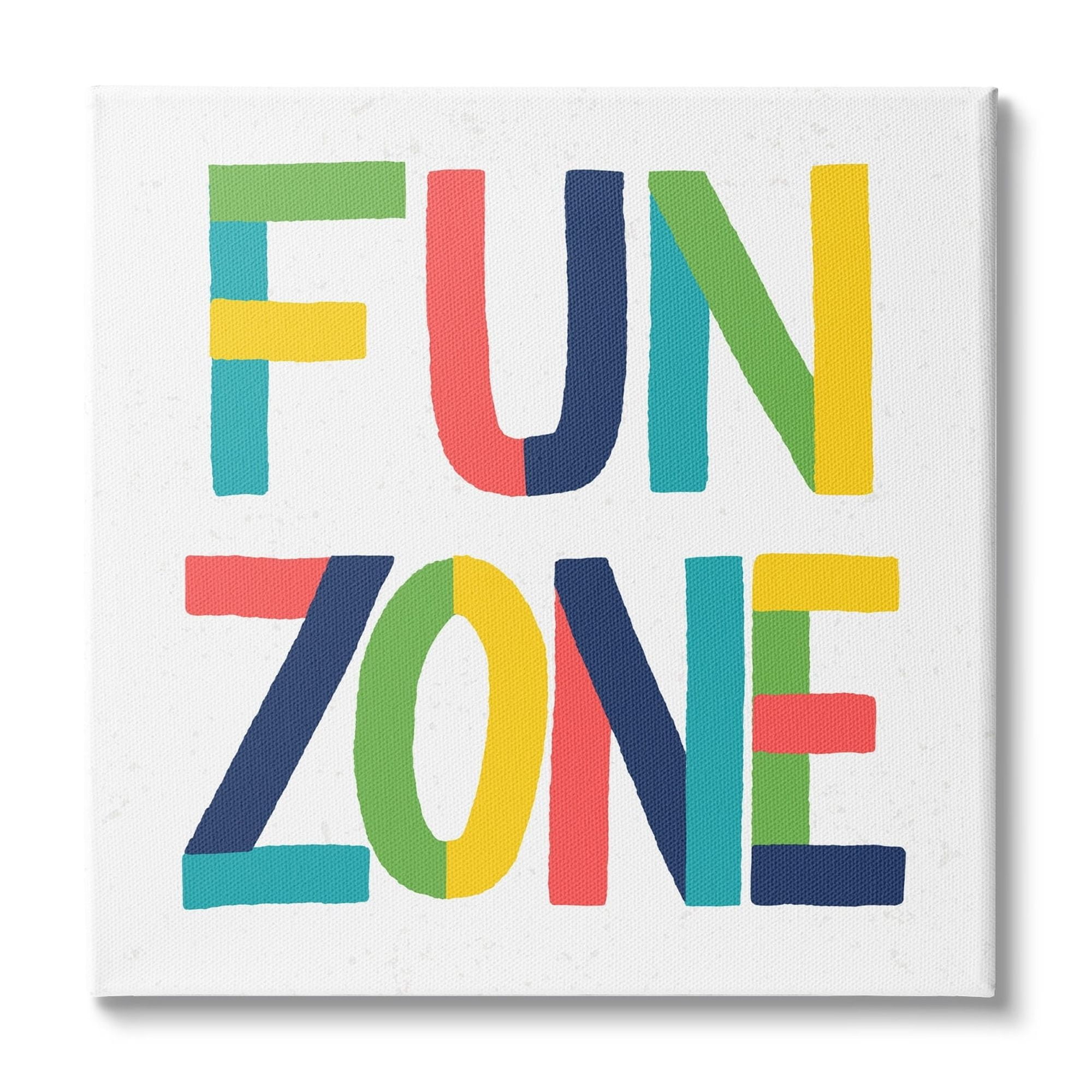 Stupell Industries Fun Zone Children's Motivational Phrase Bold Vibrant Typography, 17 x 17, Design by Raye Allison Creations