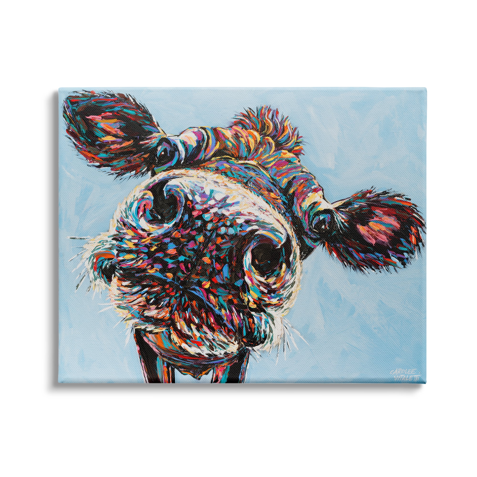 Stupell Industries Funky Abstract Cow Portrait Contemporary Cattle Painting, 30 x 24,Design by Carolee Vitaletti
