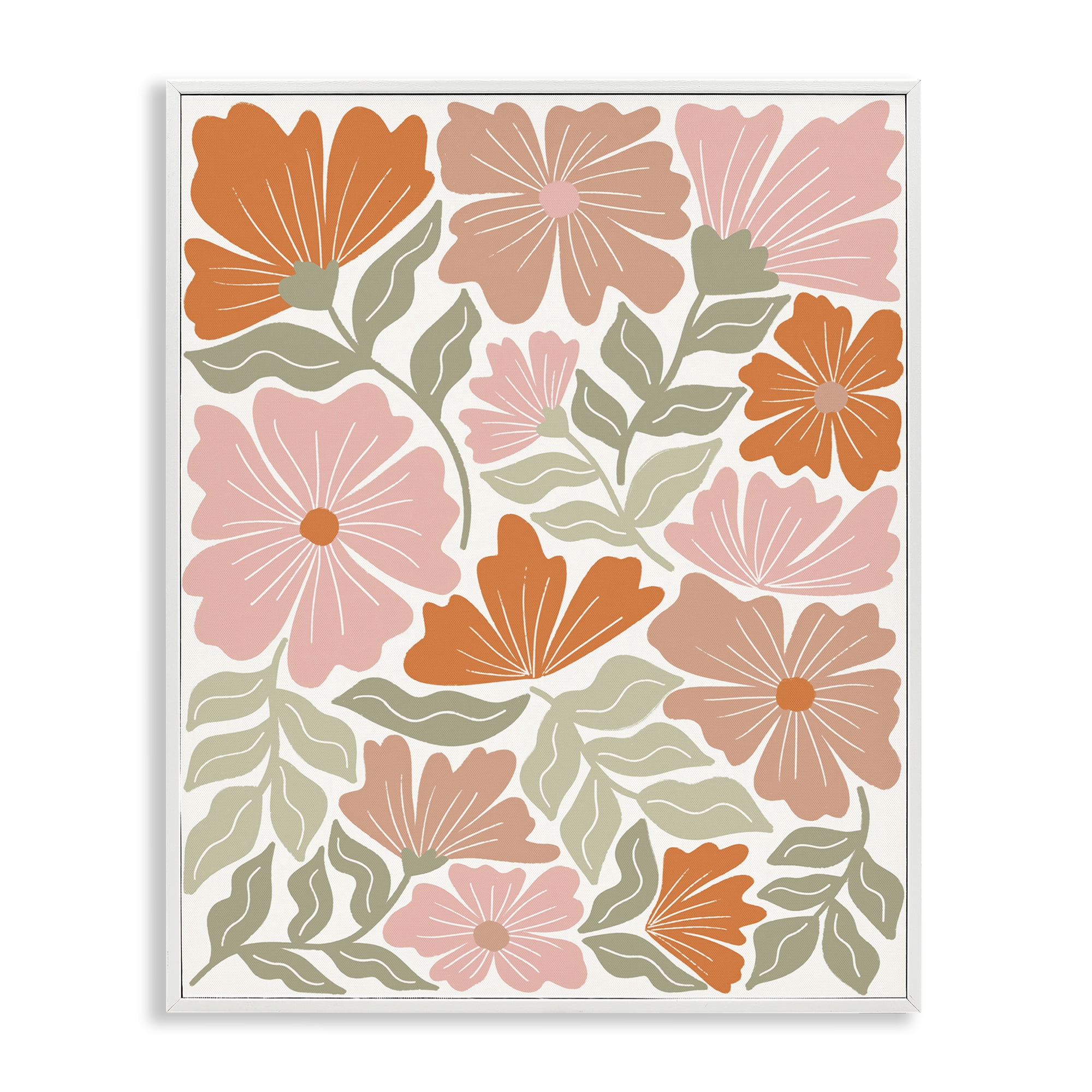 Stupell Industries Funky Asymmetrical Florals Plants & Flowers Painting White Framed Art Print Wall Art, 11 x 14