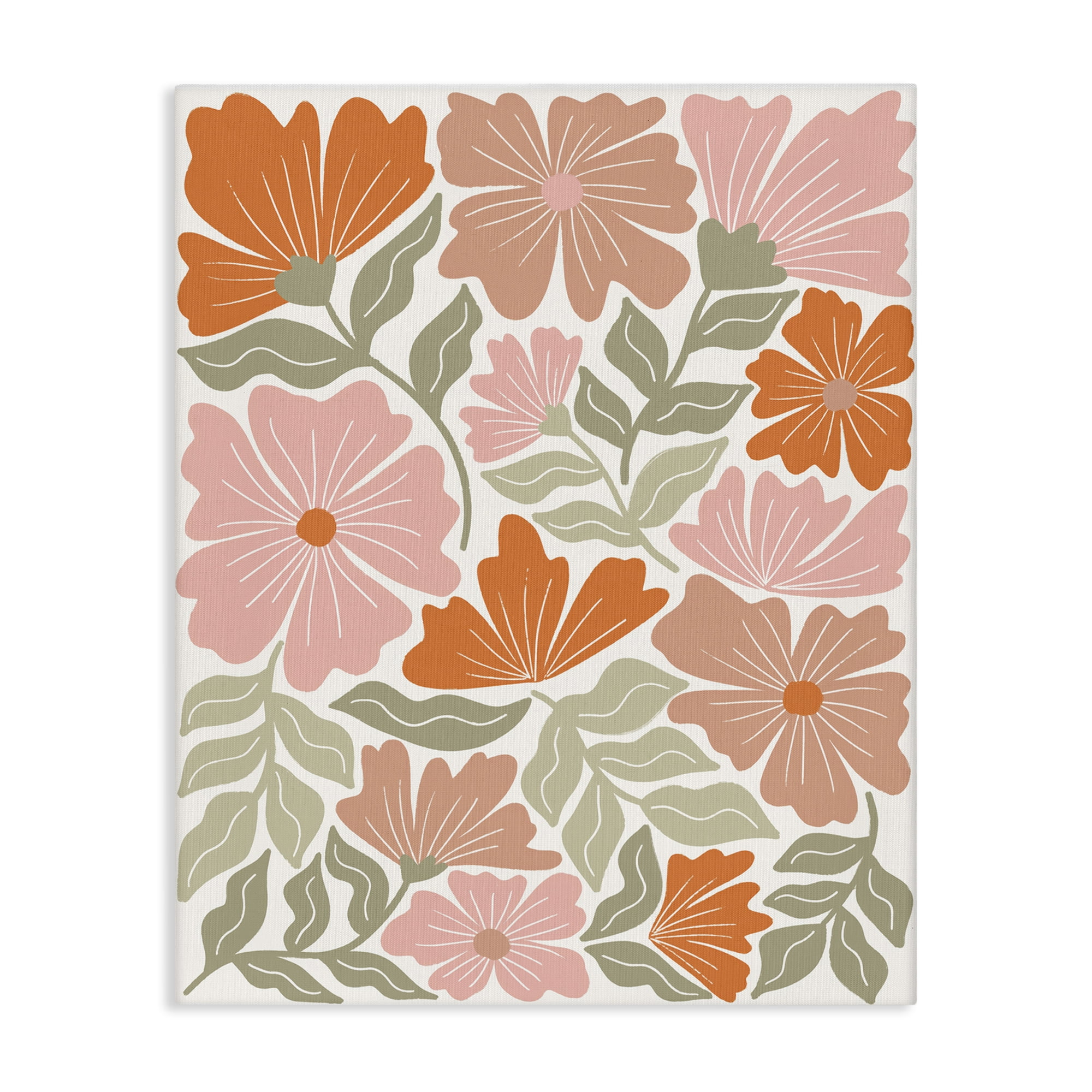 Stupell Industries Funky Asymmetrical Florals Plants & Flowers Painting Wrapped Canvas Art Print Wall Art, 36 x 48