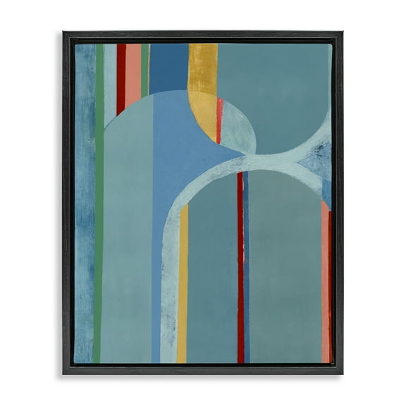 Stupell Industries Funky Blue Arches Abstract Painting Black Floater Framed Canvas Art Print Wall Art, 17 x 21