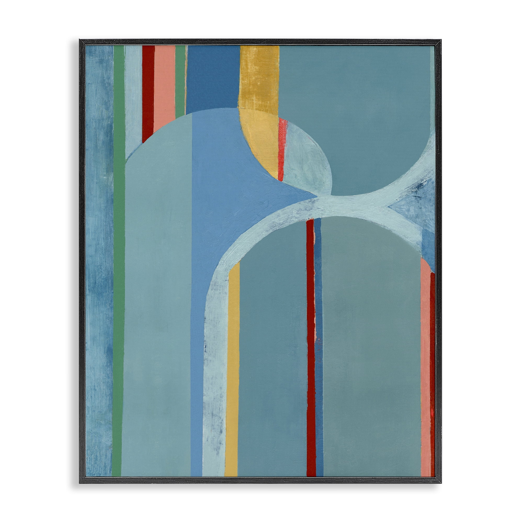 Stupell Industries Funky Blue Arches Abstract Painting Black Framed Art Print Wall Art, 24 x 30