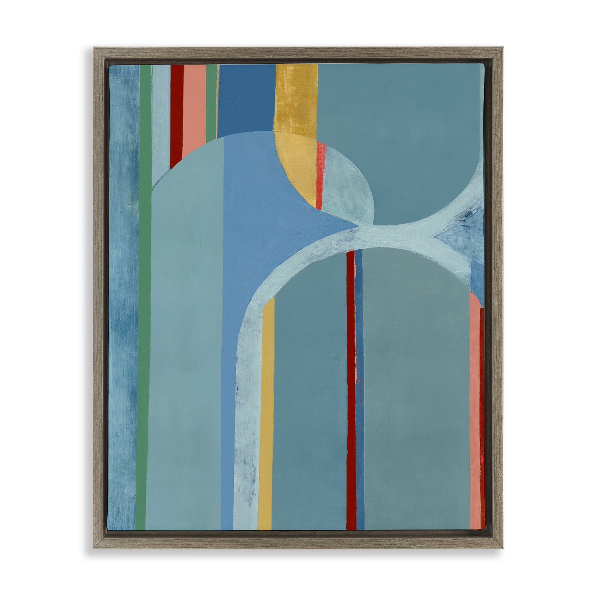 Stupell Industries Funky Blue Arches Abstract Painting Brown Floater Framed Canvas Art Print Wall Art, 17 x 21