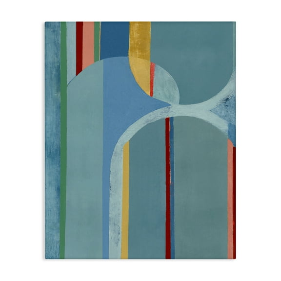 Stupell Industries Funky Blue Arches Abstract Painting Gallery Wrapped Canvas Art Print Wall Art, 16 x 20