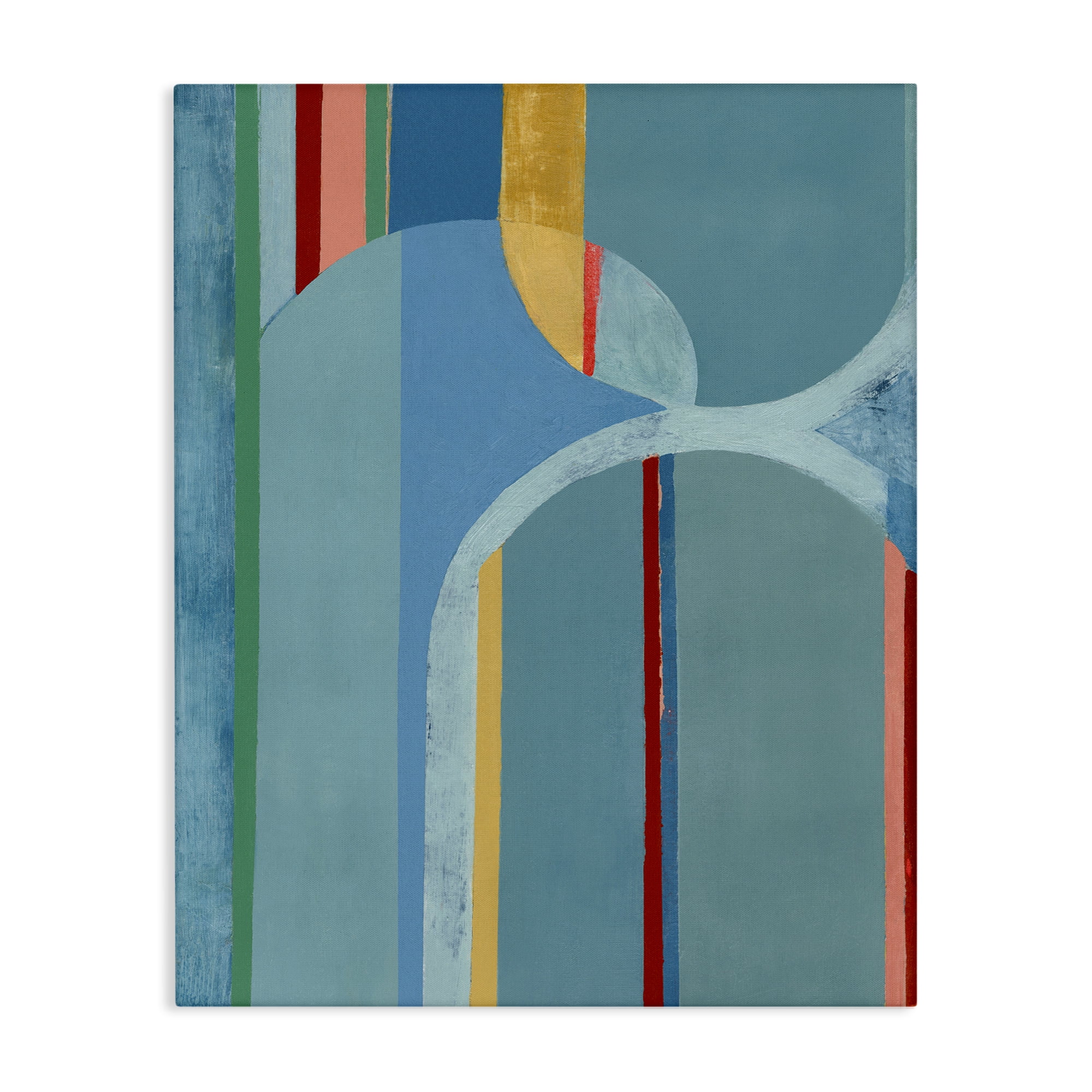 Stupell Industries Funky Blue Arches Abstract Painting Gallery Wrapped Canvas Art Print Wall Art, 36 x 48
