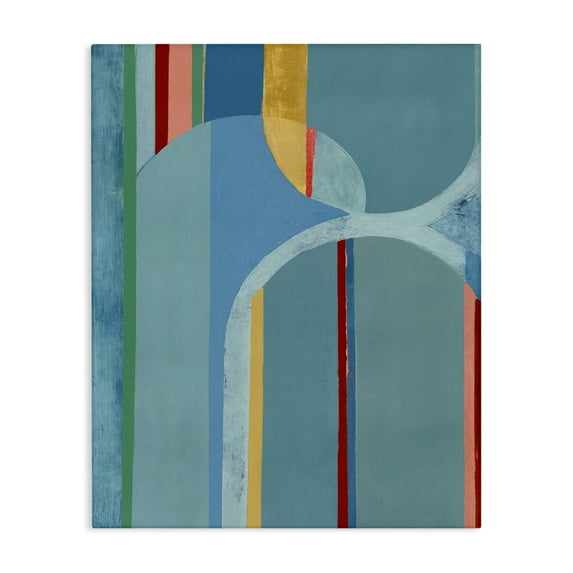 Stupell Industries Funky Blue Arches Abstract Painting Gallery Wrapped Canvas Art Print Wall Art, 36 x 48