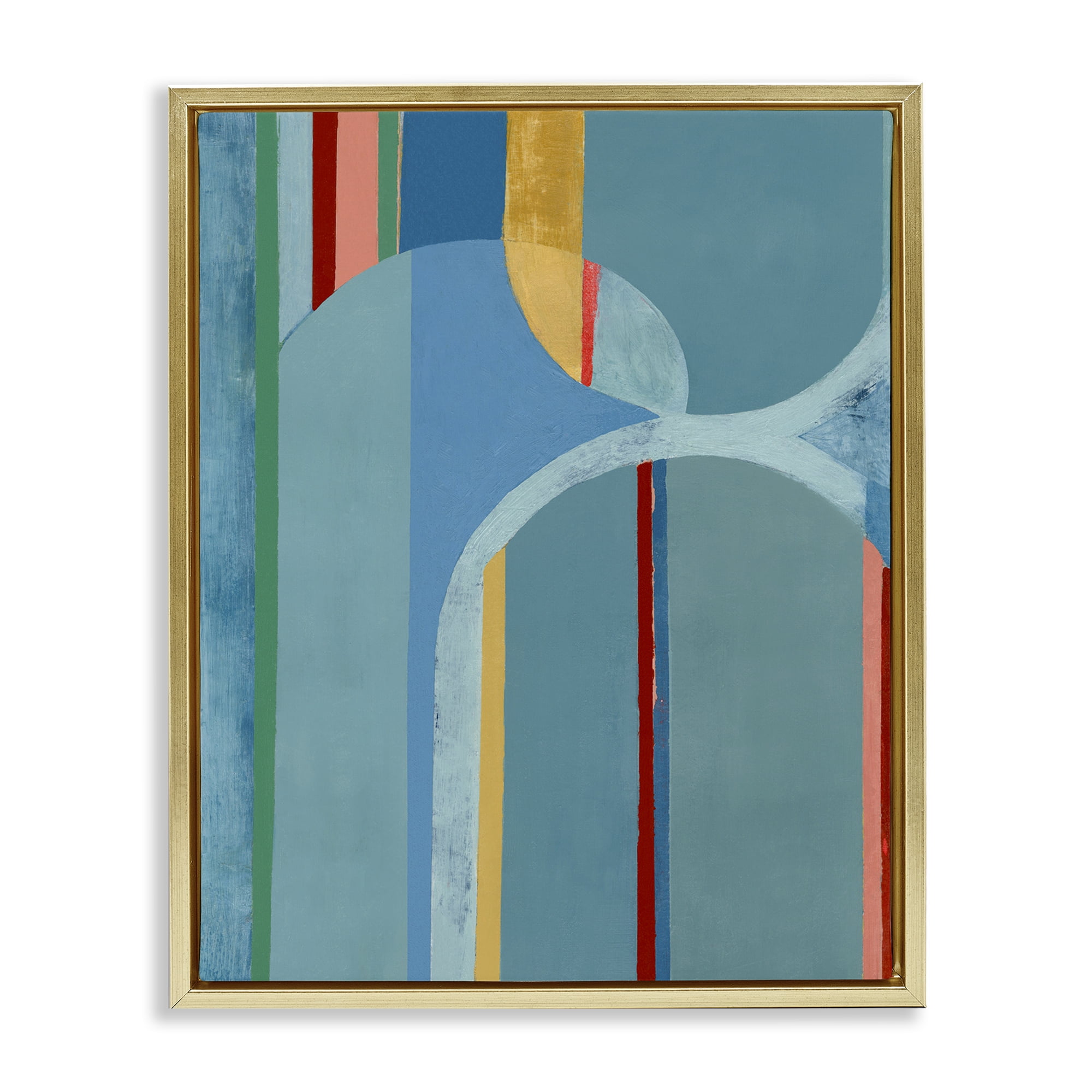 Stupell Industries Funky Blue Arches Abstract Painting Gold Floater Framed Canvas Art Print Wall Art, 17 x 21