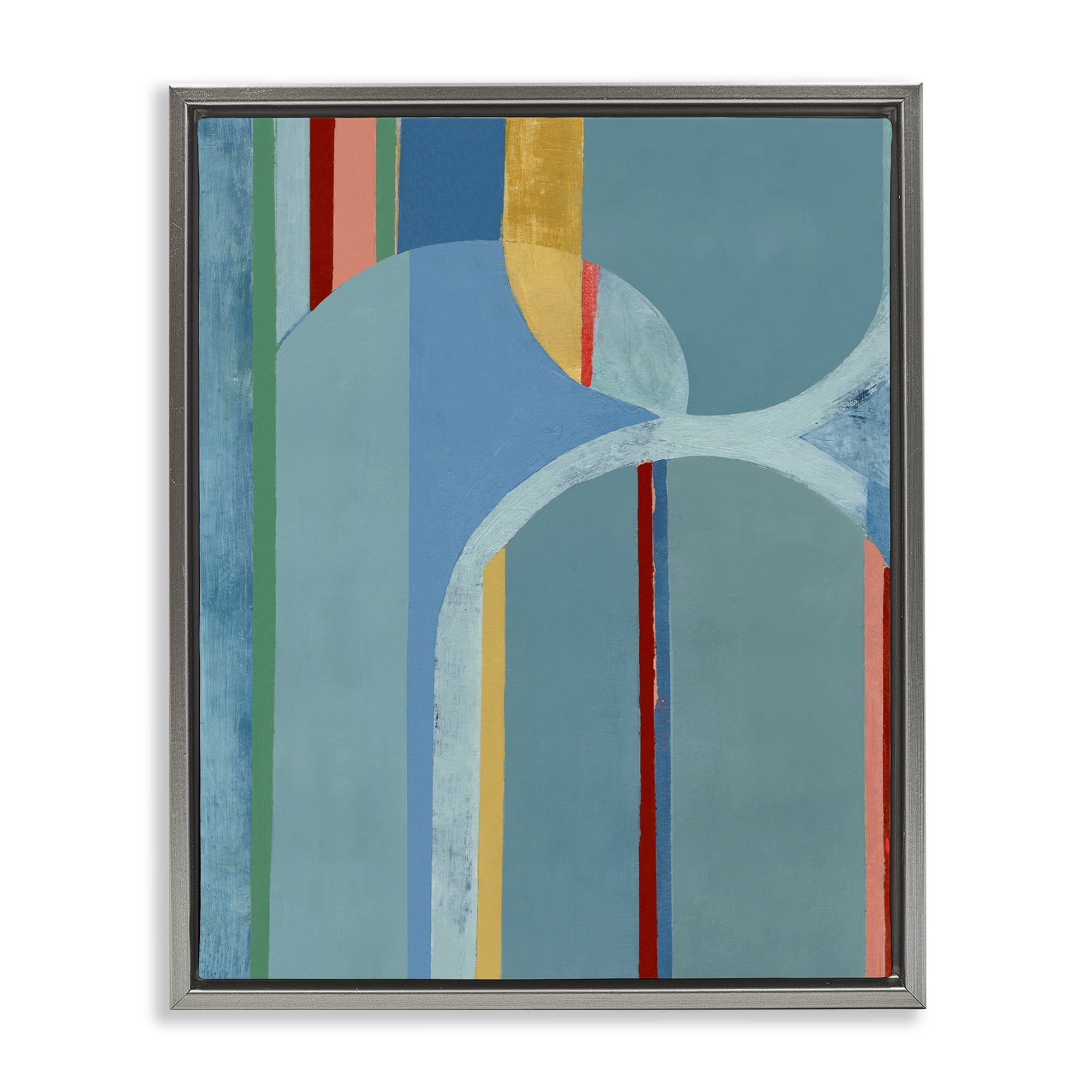 Stupell Industries Funky Blue Arches Abstract Painting Gray Floater Framed Canvas Art Print Wall Art, 17 x 21