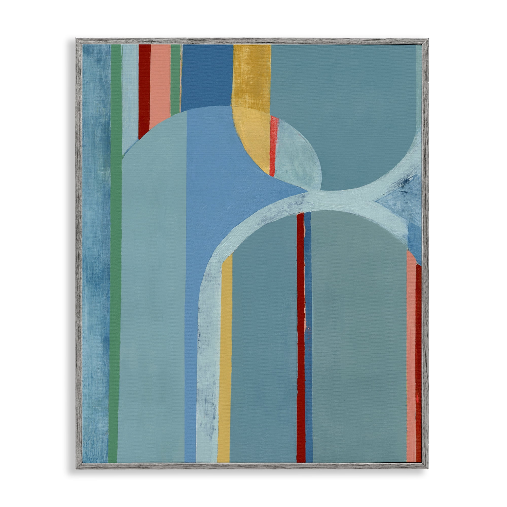 Stupell Industries Funky Blue Arches Abstract Painting Gray Framed Art Print Wall Art, 11 x 14