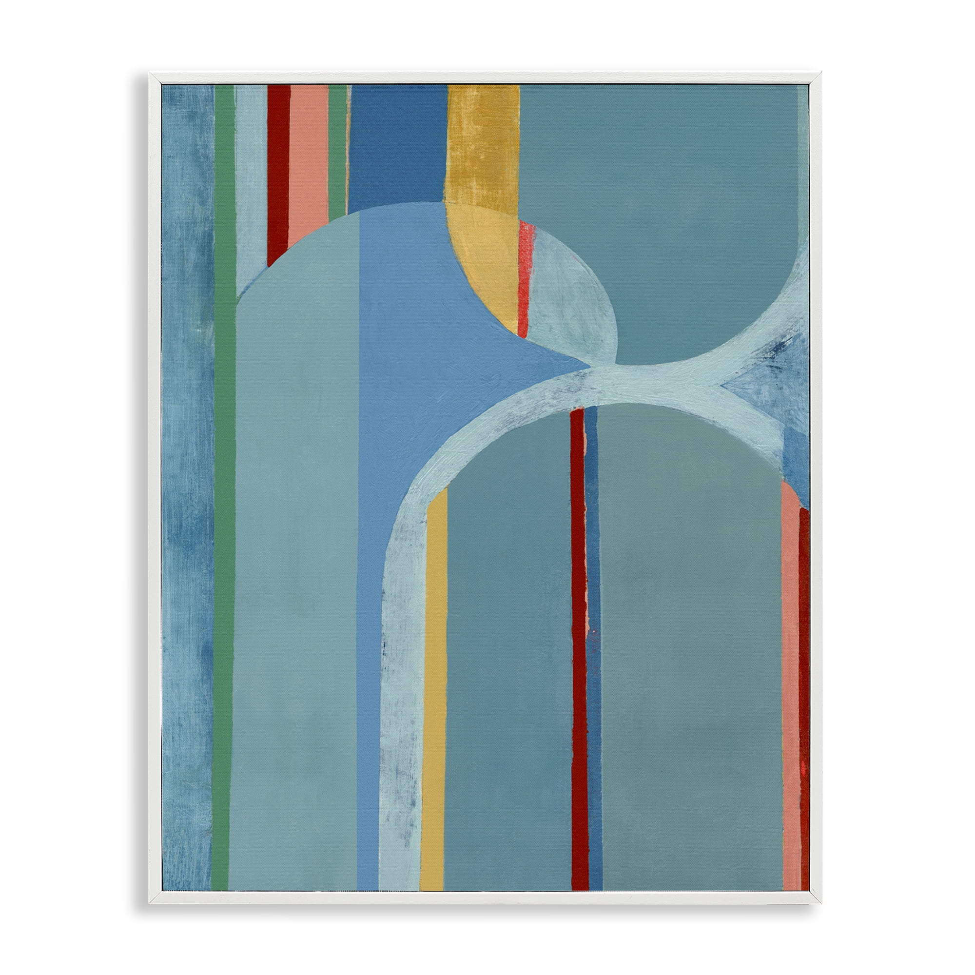 Stupell Industries Funky Blue Arches Abstract Painting White Framed Art Print Wall Art, 16 x 20