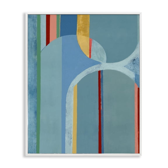 Stupell Industries Funky Blue Arches Abstract Painting White Framed Art Print Wall Art, 24 x 30