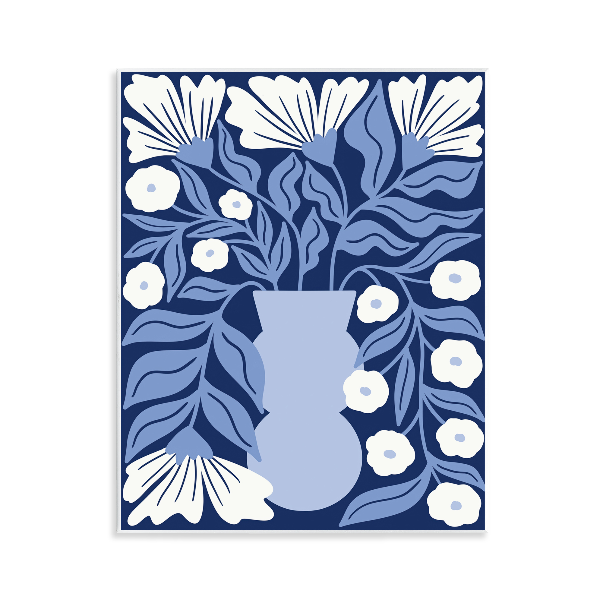 Stupell Industries Funky Blue Flower Vase Plants & Flowers Painting Unframed Art Print Wall Art, 11 x 14