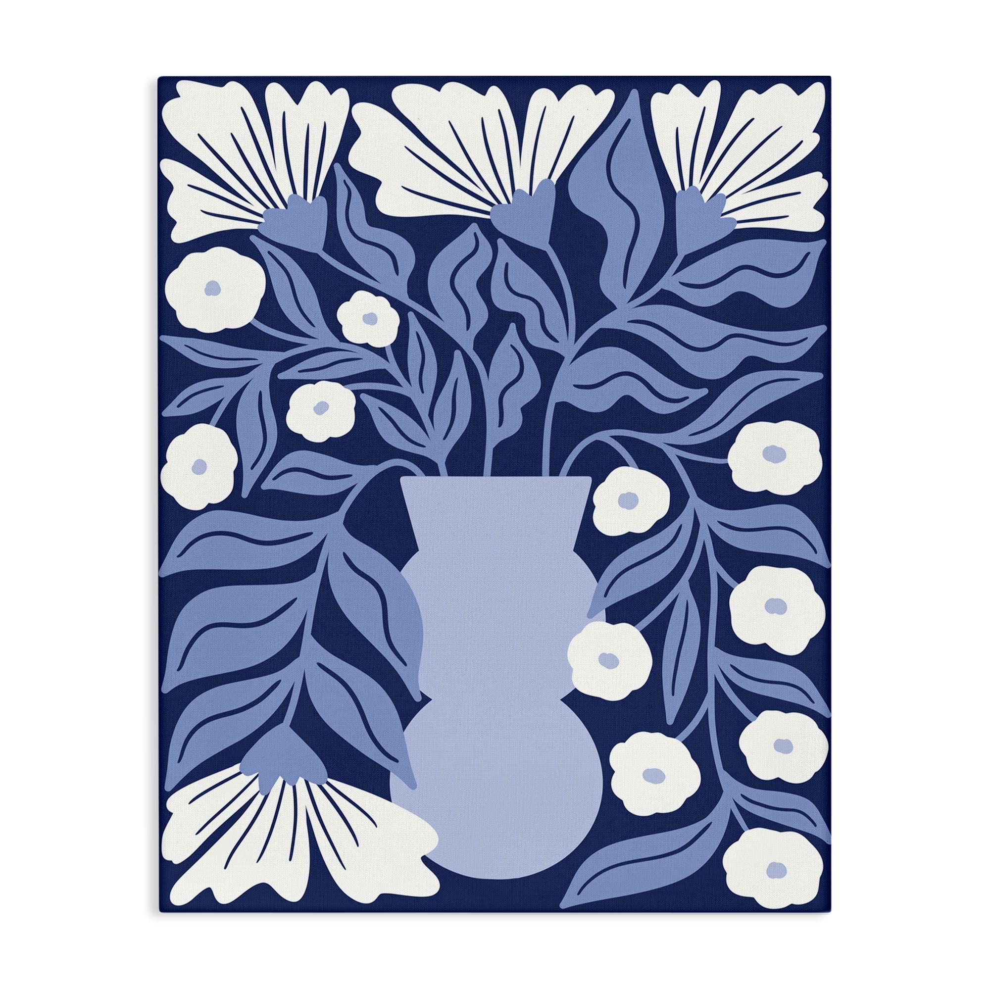 Stupell Industries Funky Blue Flower Vase Plants & Flowers Painting Wrapped Canvas Art Print Wall Art, 16 x 20