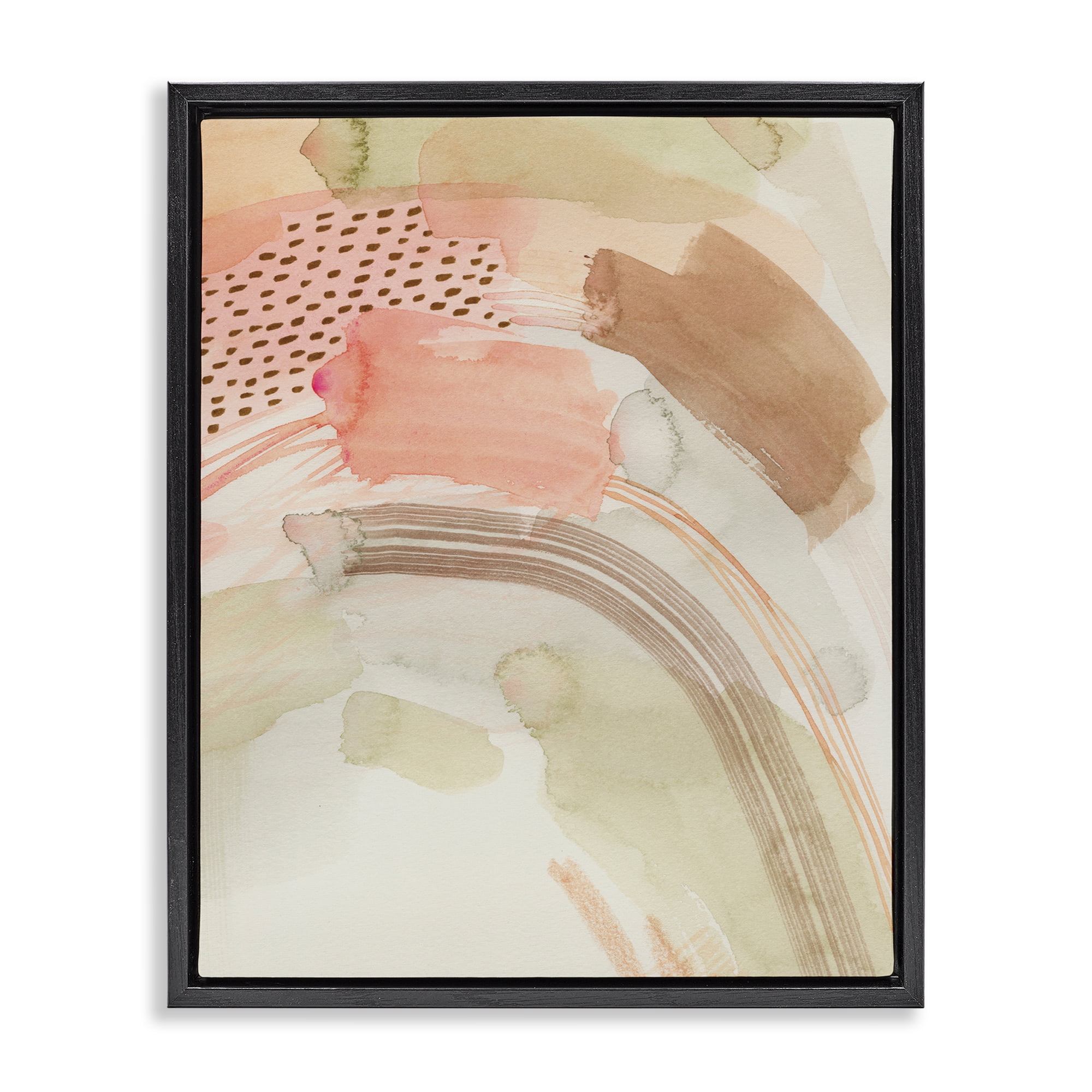 Stupell Industries Funky Blush & Beige Abstract Abstract Painting Black Floater Framed Canvas Art Print Wall Art, 25 x 31
