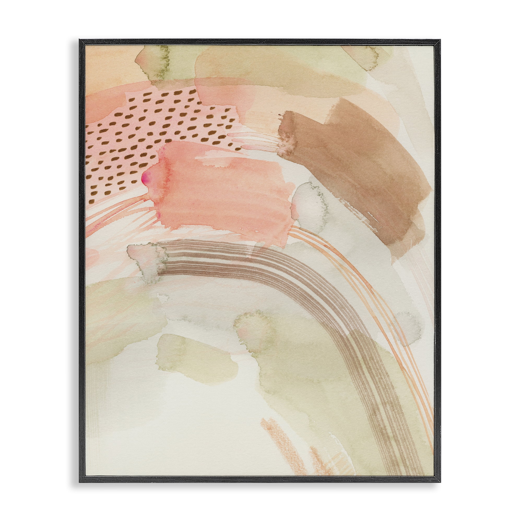 Stupell Industries Funky Blush & Beige Abstract Abstract Painting Black Framed Art Print Wall Art, 24 x 30
