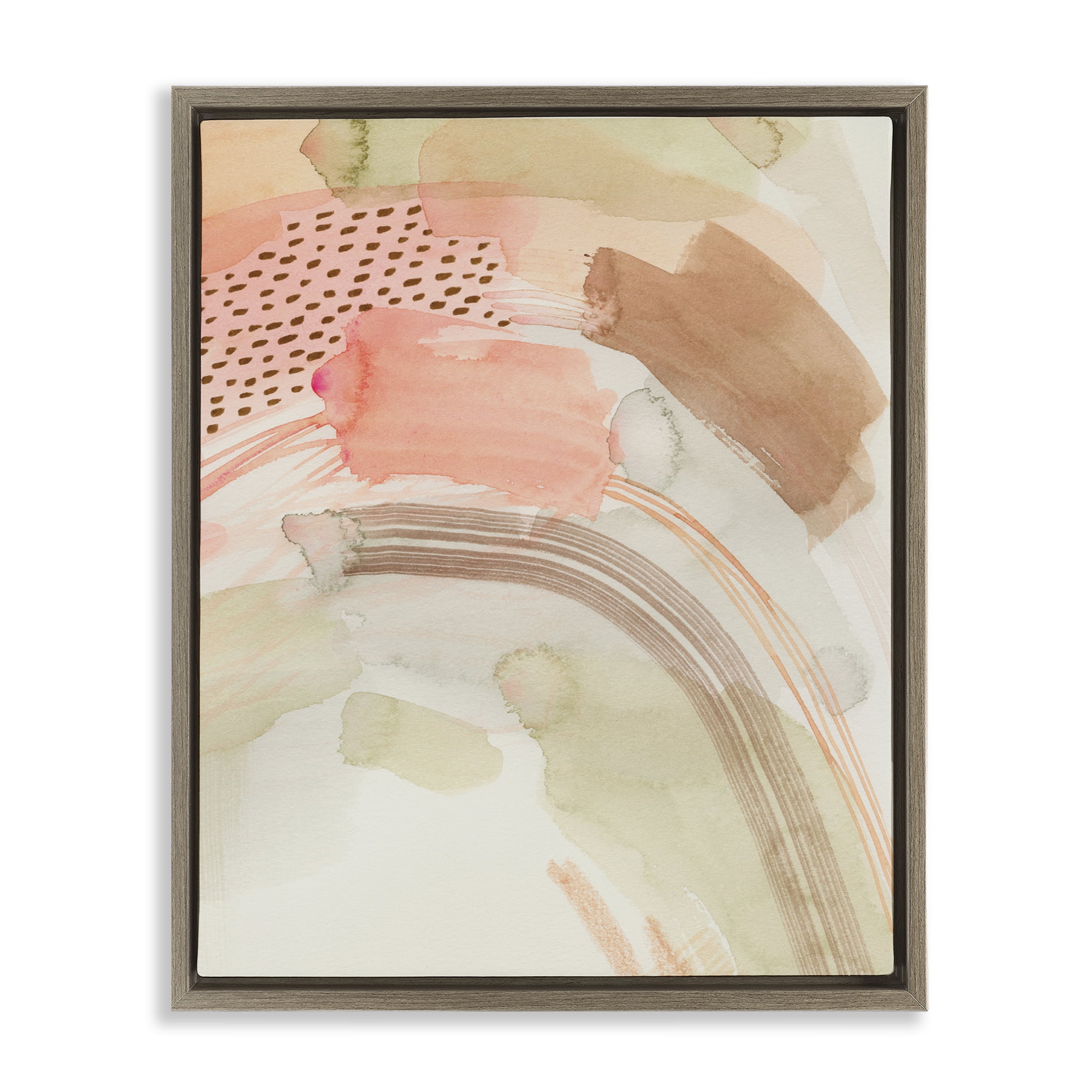 Stupell Industries Funky Blush & Beige Abstract Abstract Painting Brown Floater Framed Canvas Art Print Wall Art, 17 x 21