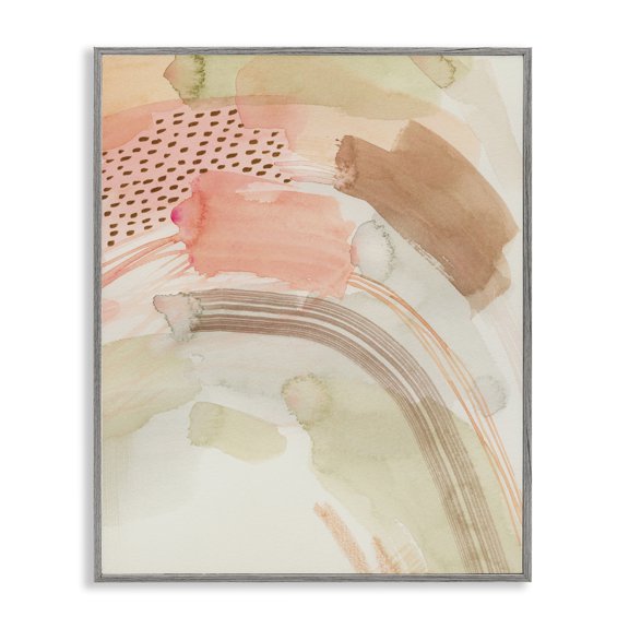 Stupell Industries Funky Blush & Beige Abstract Abstract Painting Gray Framed Art Print Wall Art, 11 x 14
