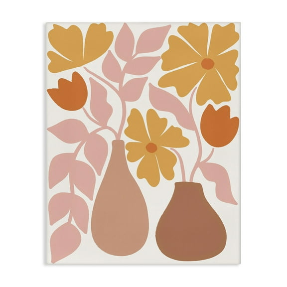 Stupell Industries Funky Flower Vases Plants & Flowers Painting Wrapped Canvas Art Print Wall Art, 16 x 20