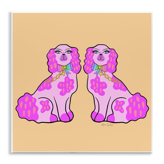 Stupell Industries Funky Glam Pooches Animals Painting Unframed Art Print Wall Art, 12 x 12