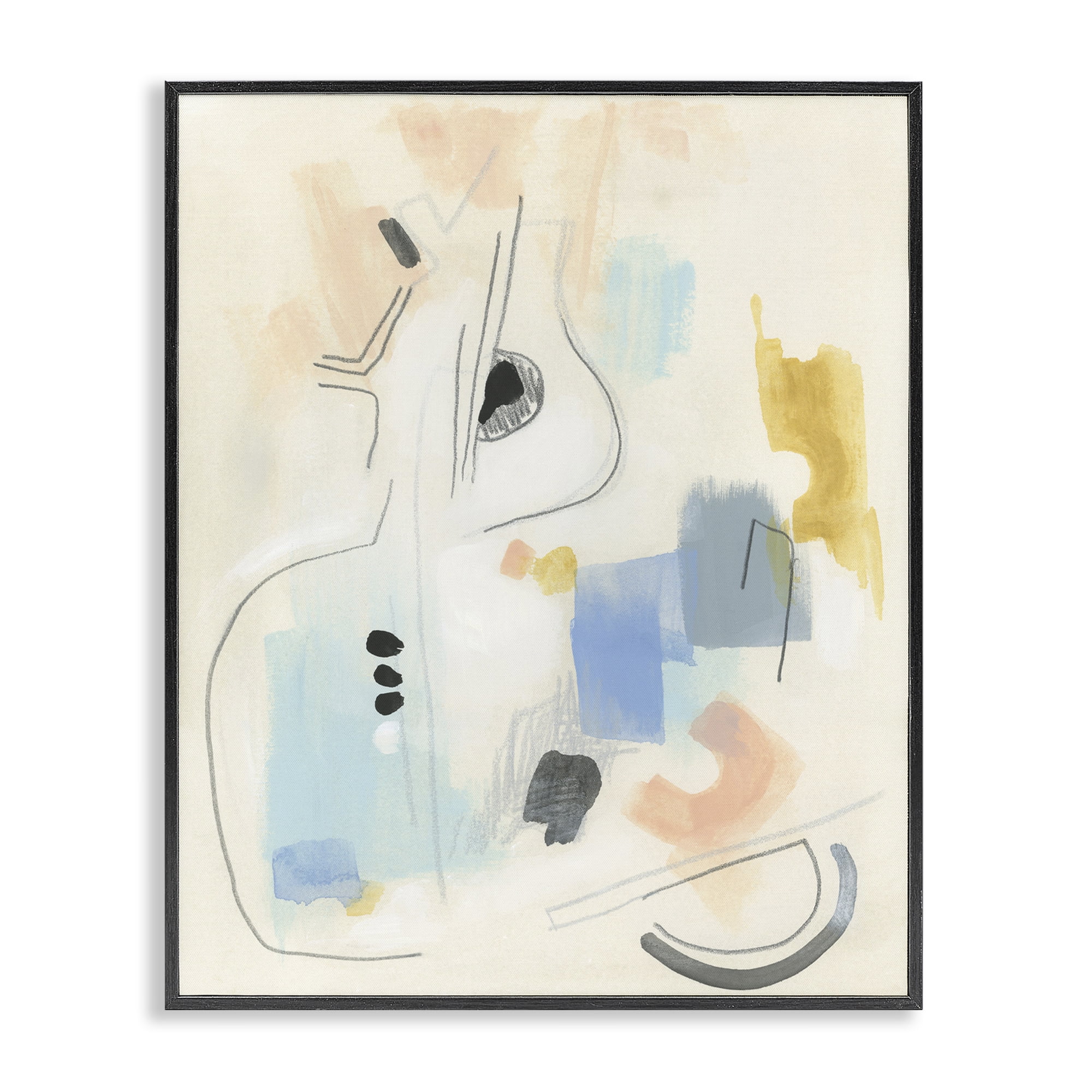 Stupell Industries Funky Modern Pastel Abstraction Abstract Painting Black Framed Art Print Wall Art, 16 x 20