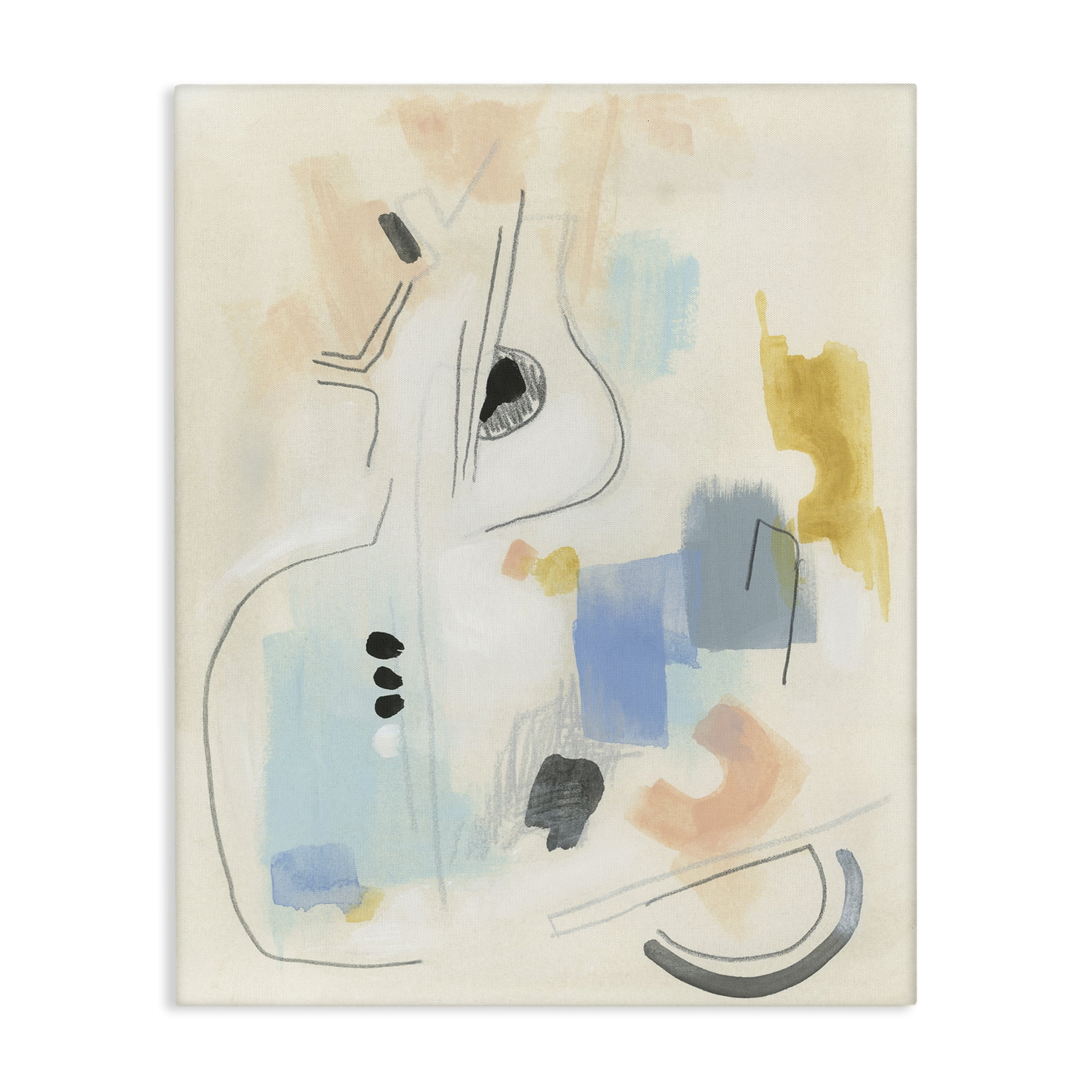 Stupell Industries Funky Modern Pastel Abstraction Abstract Painting Gallery Wrapped Canvas Art Print Wall Art, 16 x 20