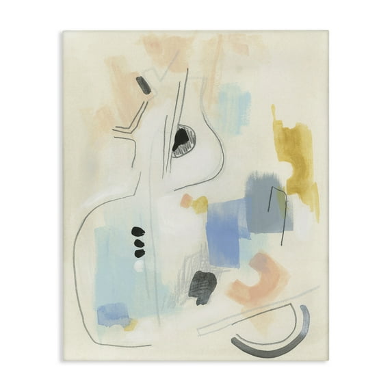 Stupell Industries Funky Modern Pastel Abstraction Abstract Painting Gallery Wrapped Canvas Art Print Wall Art, 16 x 20