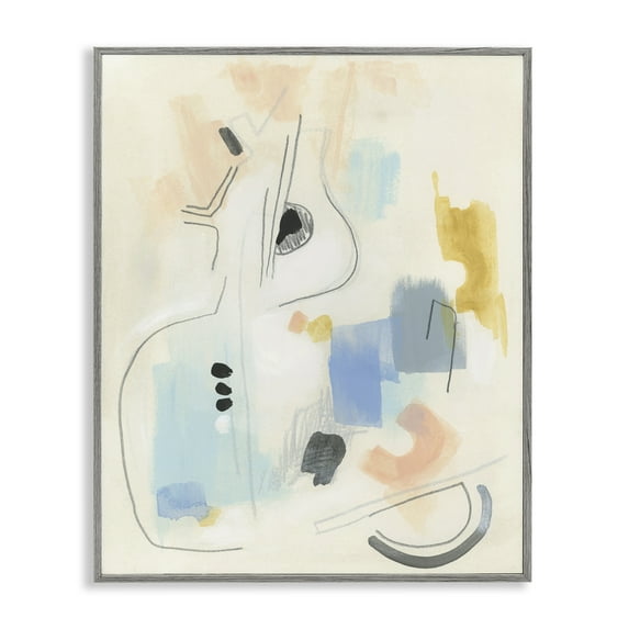 Stupell Industries Funky Modern Pastel Abstraction Abstract Painting Gray Framed Art Print Wall Art, 11 x 14