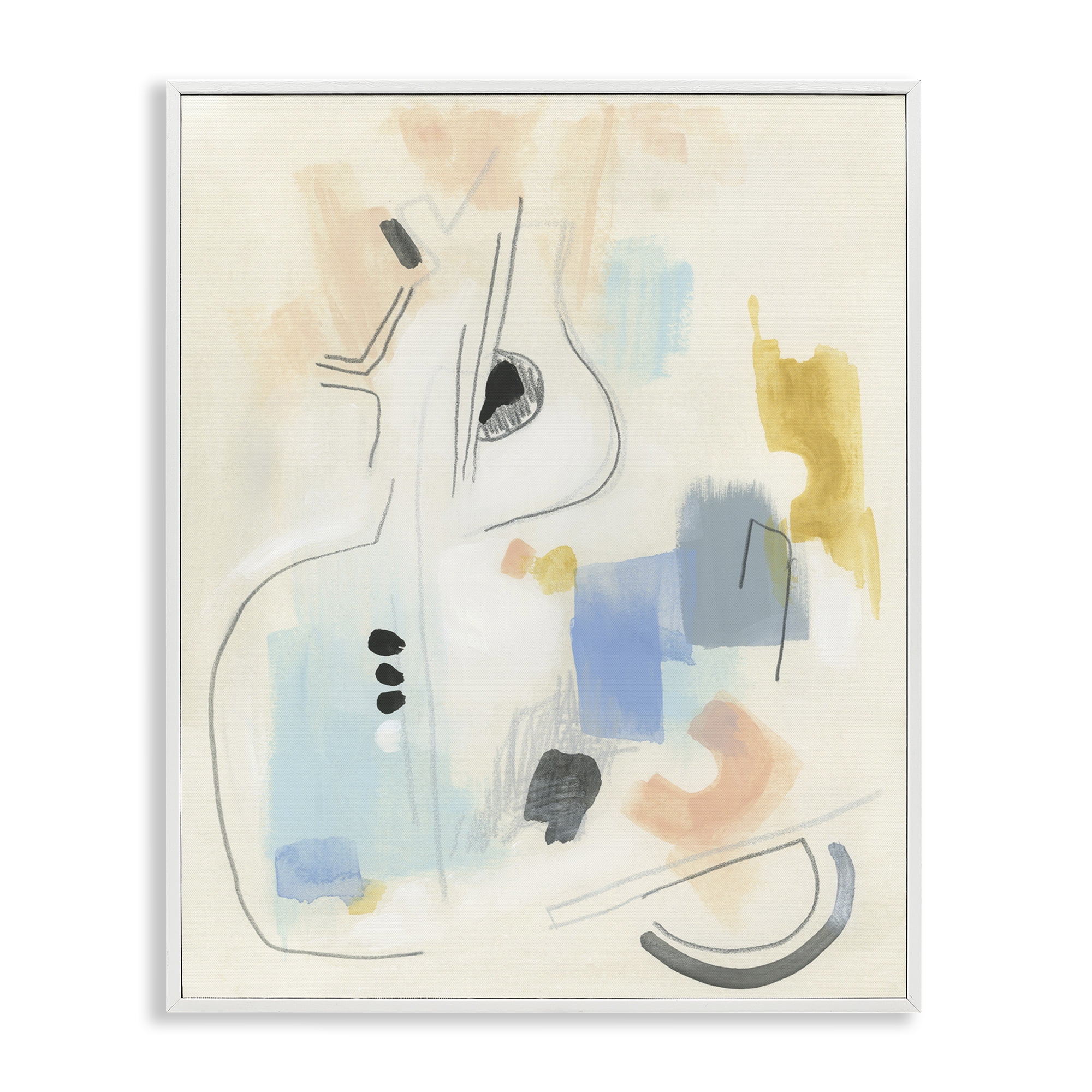 Stupell Industries Funky Modern Pastel Abstraction Abstract Painting White Framed Art Print Wall Art, 24 x 30