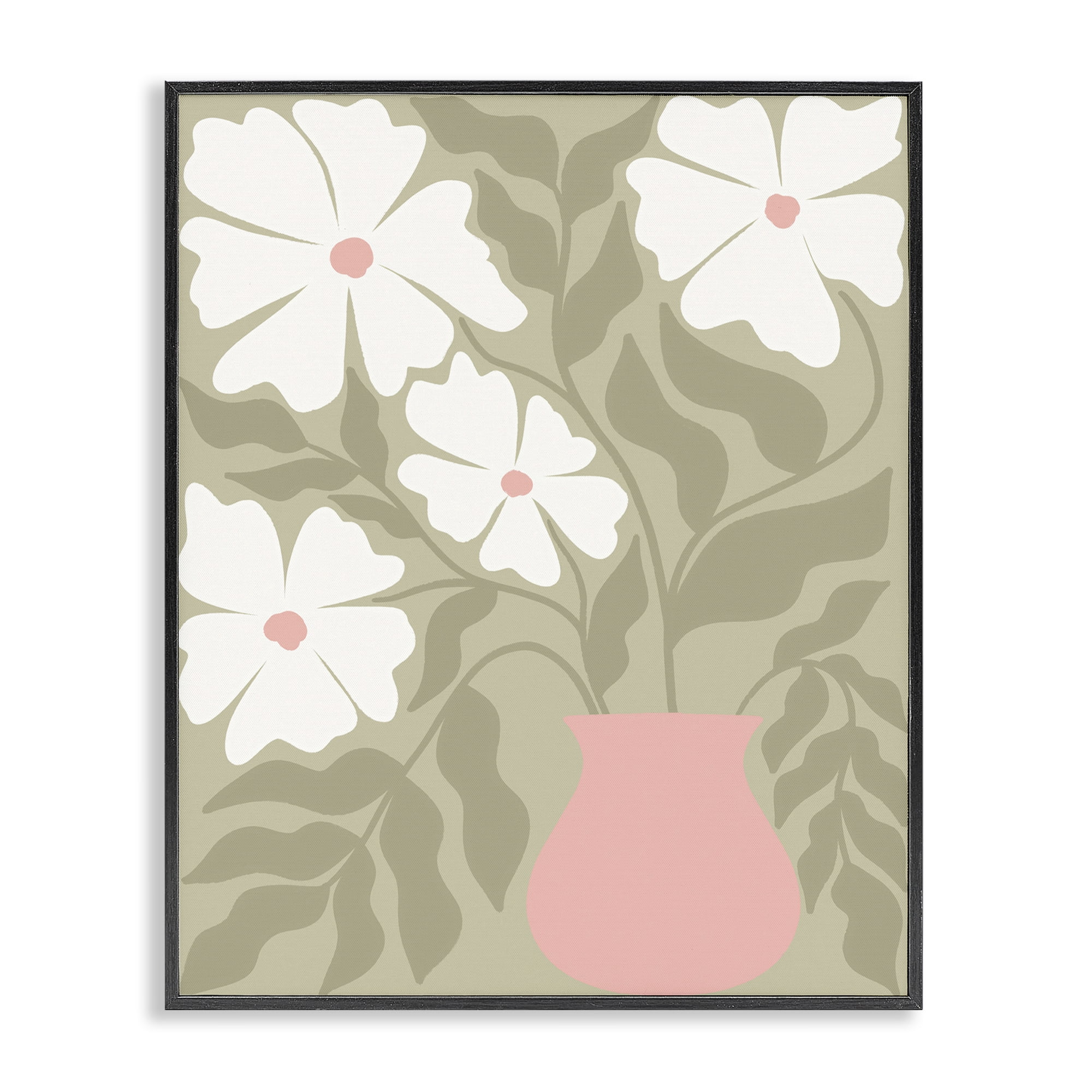 Stupell Industries Funky Pastel Florals Plants & Flowers Painting Black Framed Art Print Wall Art, 16 x 20