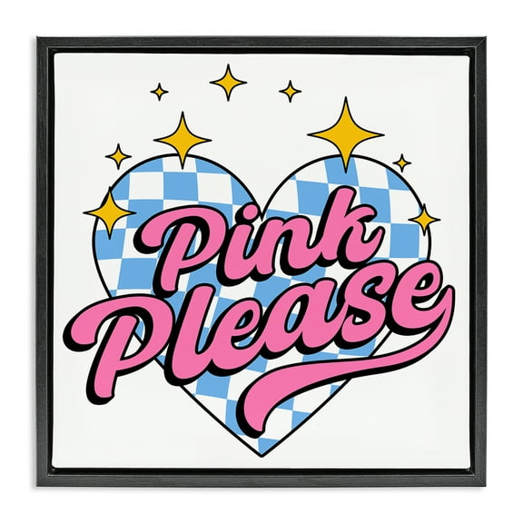 Stupell Industries Funky Pink Please Text & Numbers Painting Black Floater Framed Canvas Art Print Wall Art, 18 x 18