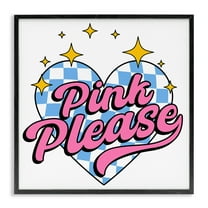 Stupell Industries Funky Pink Please Text & Numbers Painting Black Framed Art Print Wall Art, 12 x 12