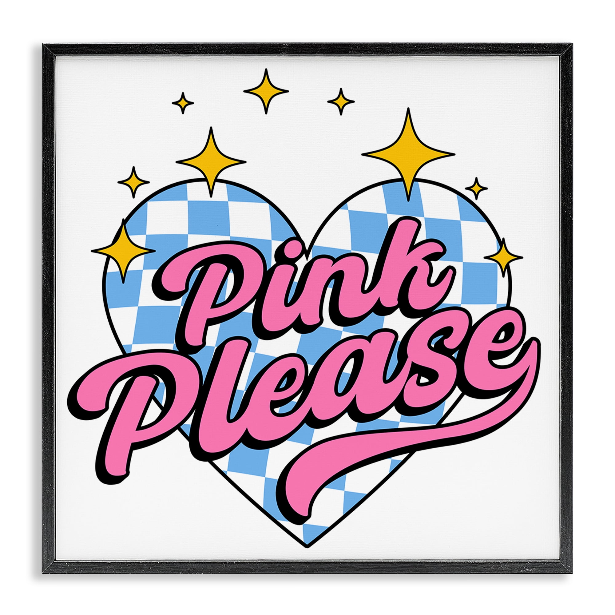 Stupell Industries Funky Pink Please Text & Numbers Painting Black Framed Art Print Wall Art, 17 x 17