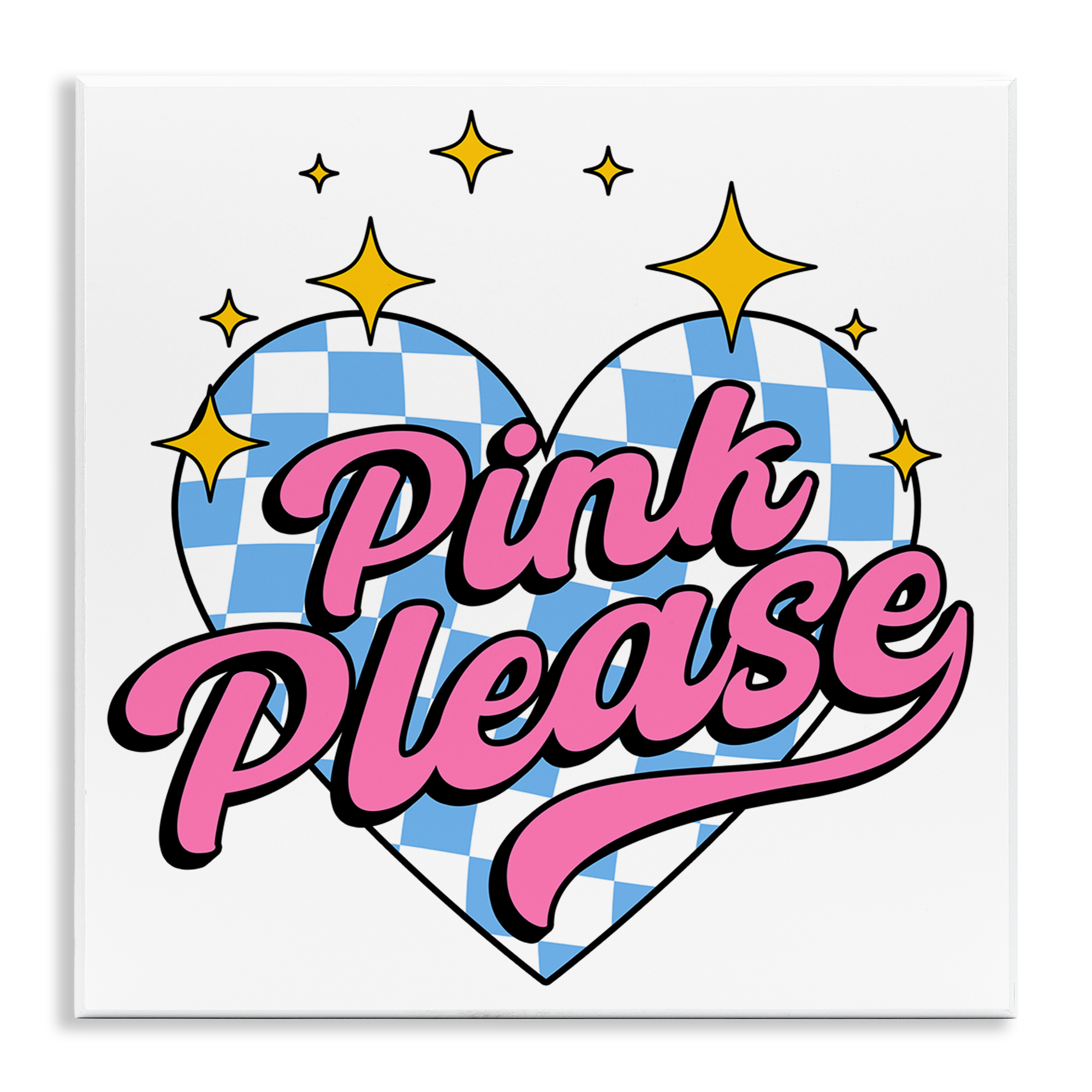 Stupell Industries Funky Pink Please Text & Numbers Painting Unframed Art Print Wall Art, 12 x 12