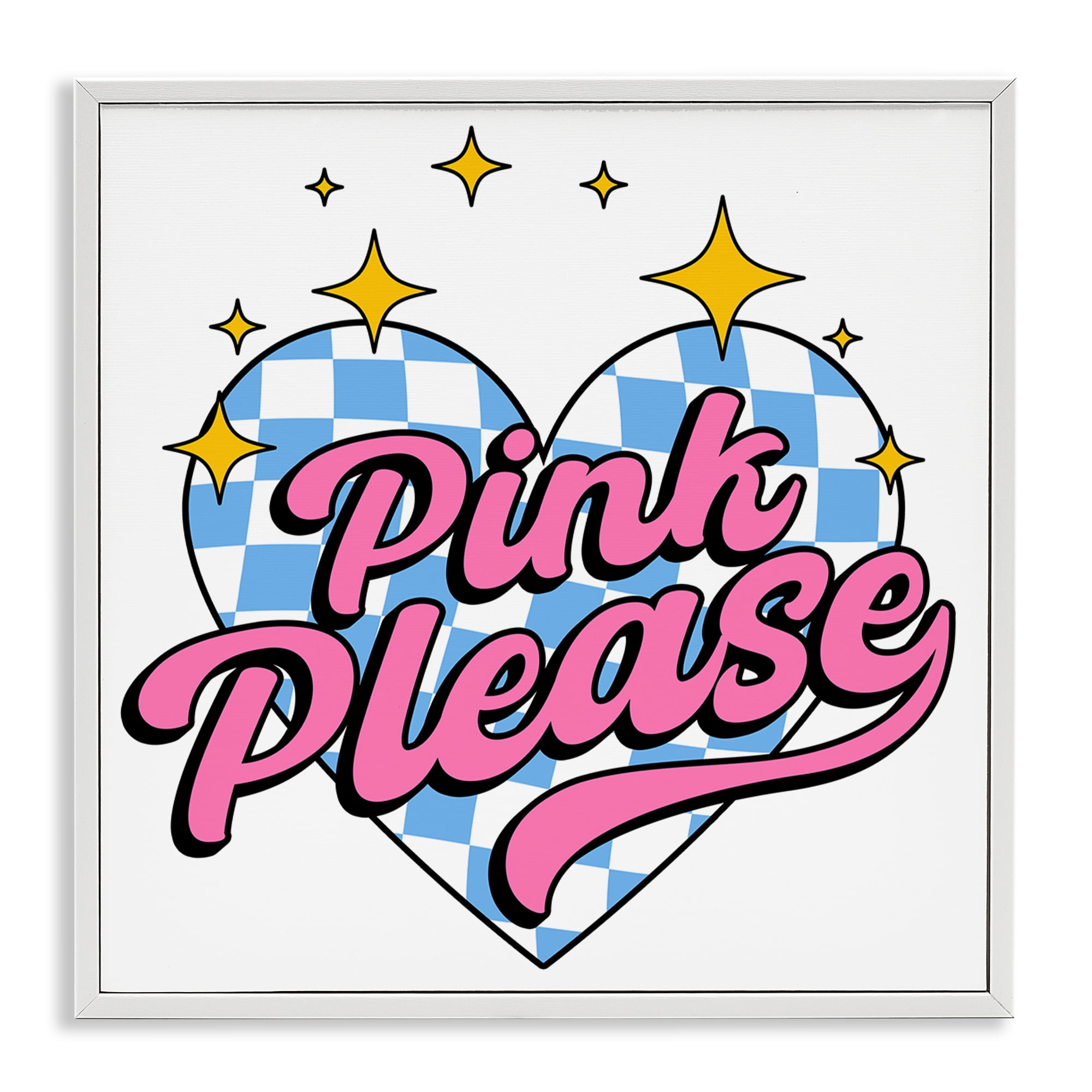 Stupell Industries Funky Pink Please Text & Numbers Painting White Framed Art Print Wall Art, 12 x 12