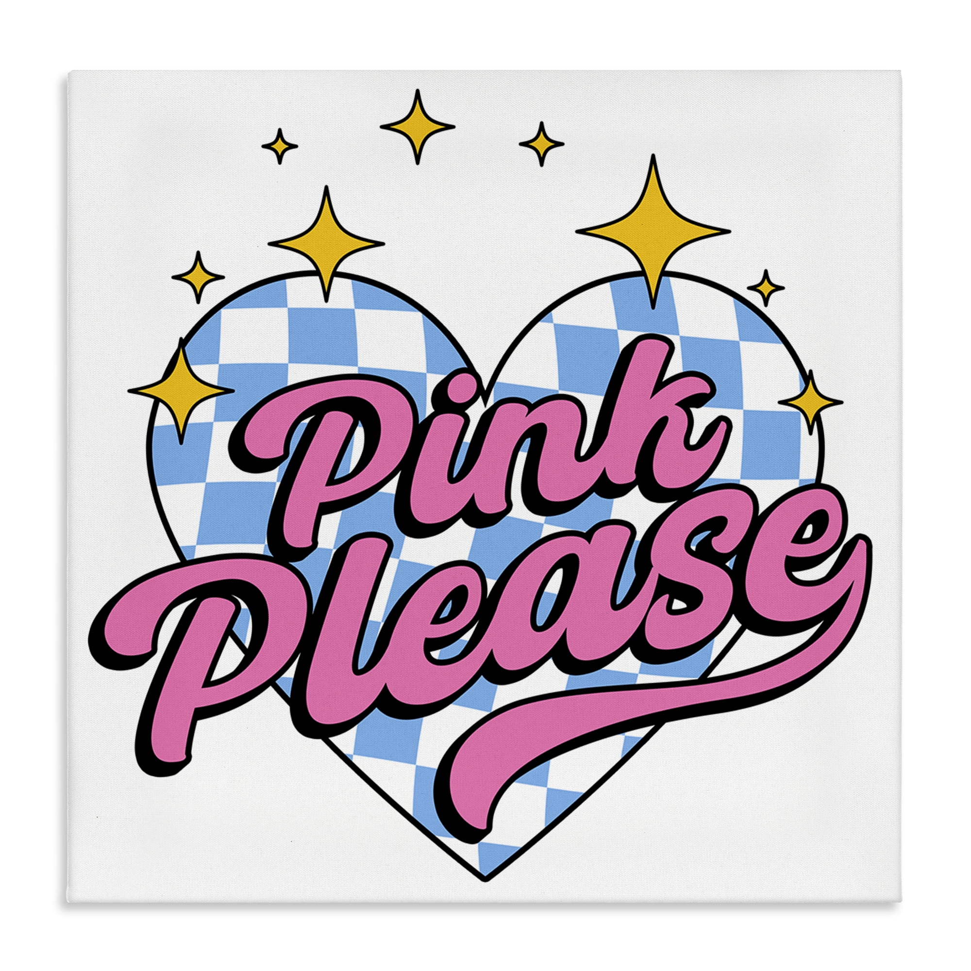 Stupell Industries Funky Pink Please Text & Numbers Painting Wrapped Canvas Art Print Wall Art, 30 x 30
