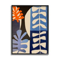 Stupell Industries Funky Plant Leaves Modern Abstract Cutout Silhouettes Graphic Art Black Framed Art Print Wall Art, Design by Deborah Velasquez