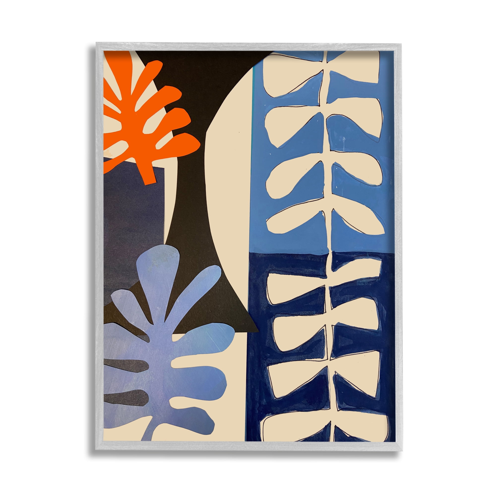 Stupell Industries Funky Plant Leaves Modern Abstract Cutout Silhouettes Graphic Art Gray Framed Art Print Wall Art, Design by Deborah Velasquez