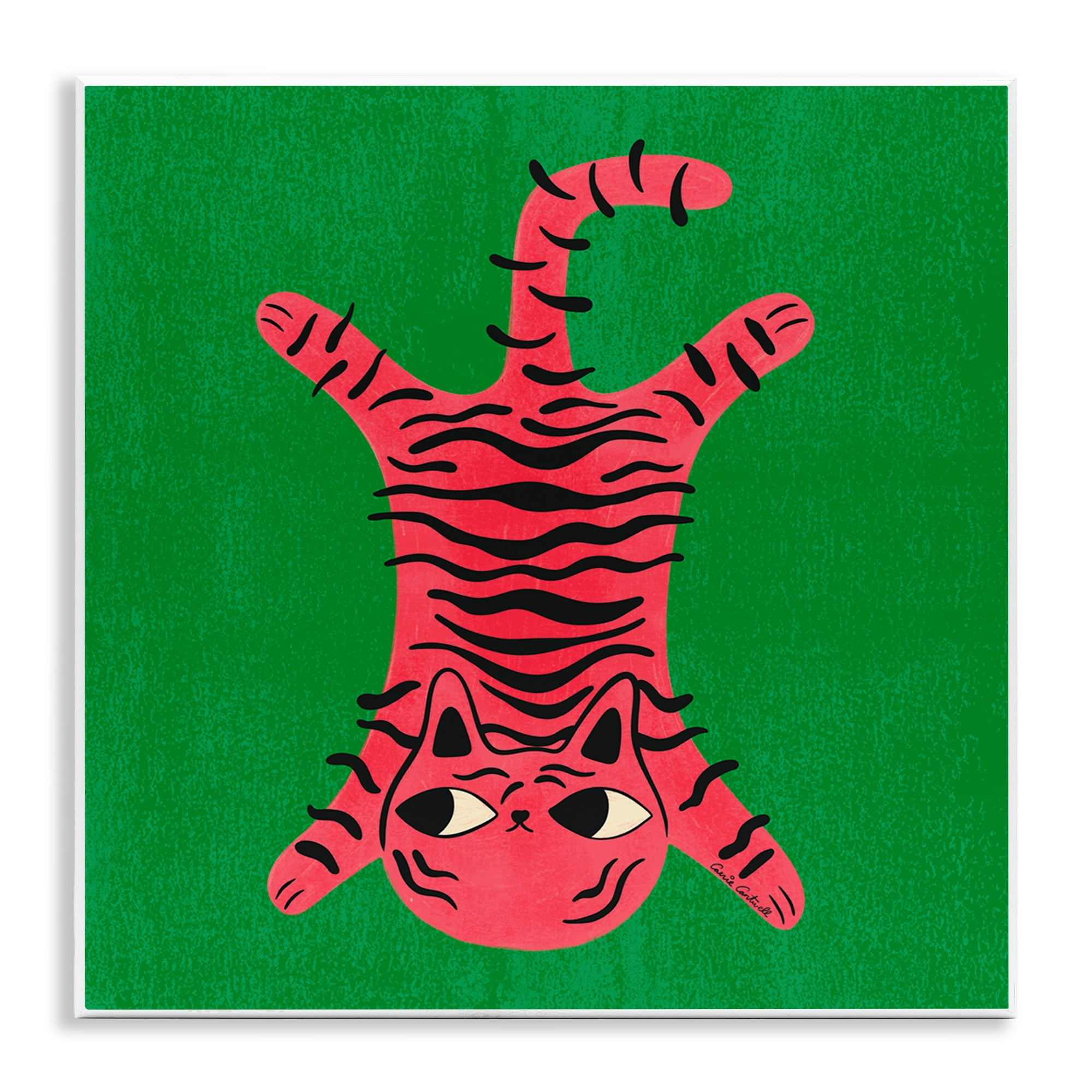 Stupell Industries Funky Retro Cat Pink Animals Painting Unframed Art Print Wall Art, 12 x 12