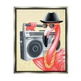 thumbnail image 1 of Stupell Industries Funky Retro Flamingo Boombox Music Geometric Pattern Graphic Art Luster Gray Floating Framed Canvas Print Wall Art, Design by Amelie Legault, 1 of 5