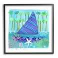 thumbnail image 1 of Stupell Industries Funky Sailboat Coastal Layered Palm Trees Seashells Graphic Art Black Framed Art Print Wall Art, Design by unknown, 1 of 5