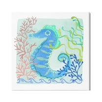 Stupell Industries Funky Seahorse Portrait Layered Sea Life Botanicals Graphic Art Gallery Wrapped Canvas Print Wall Art, Design by unknown
