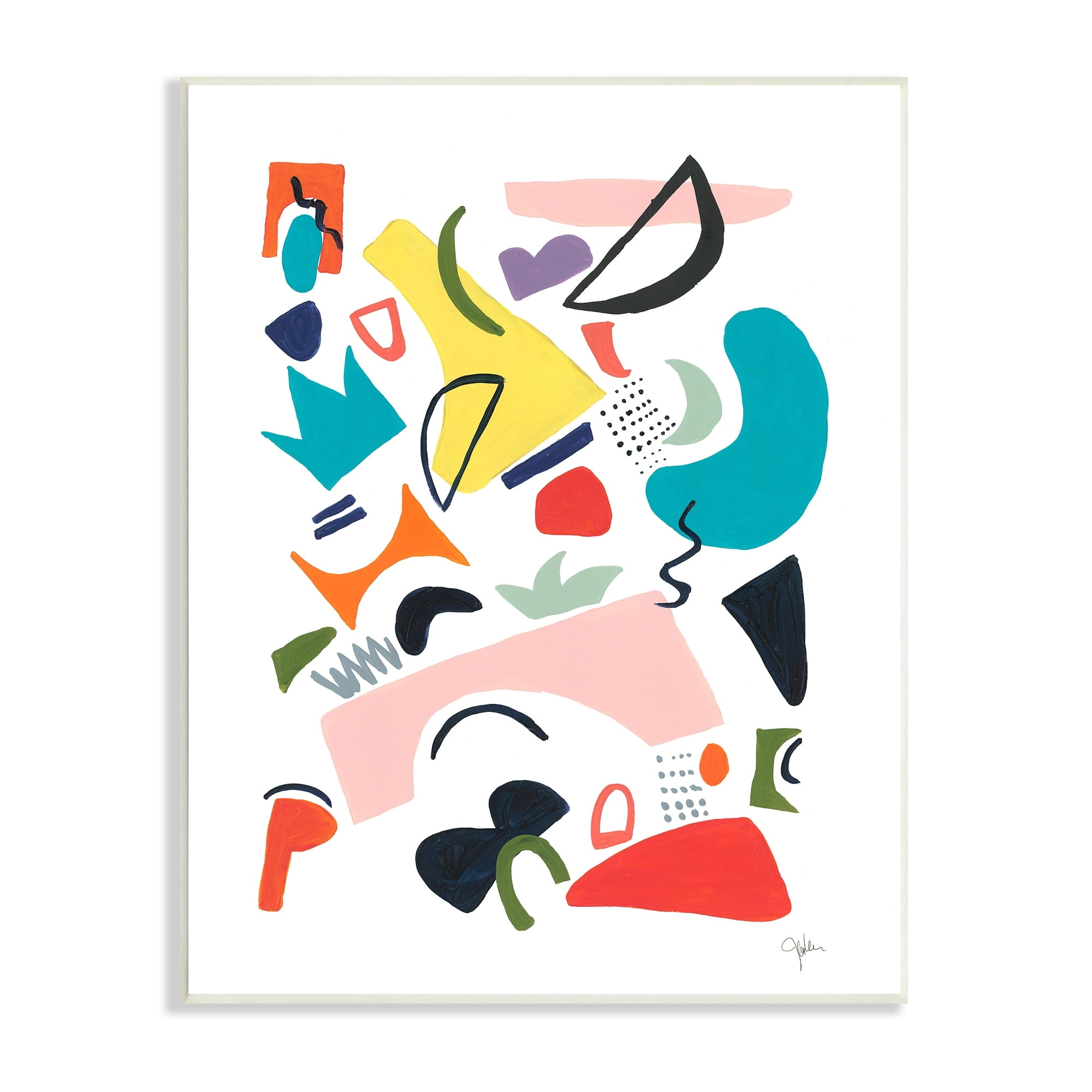 Stupell Industries Funky Shapes Abstract Painting Bold Lively Geometry, 13 x 19,Design by Jan Weiss