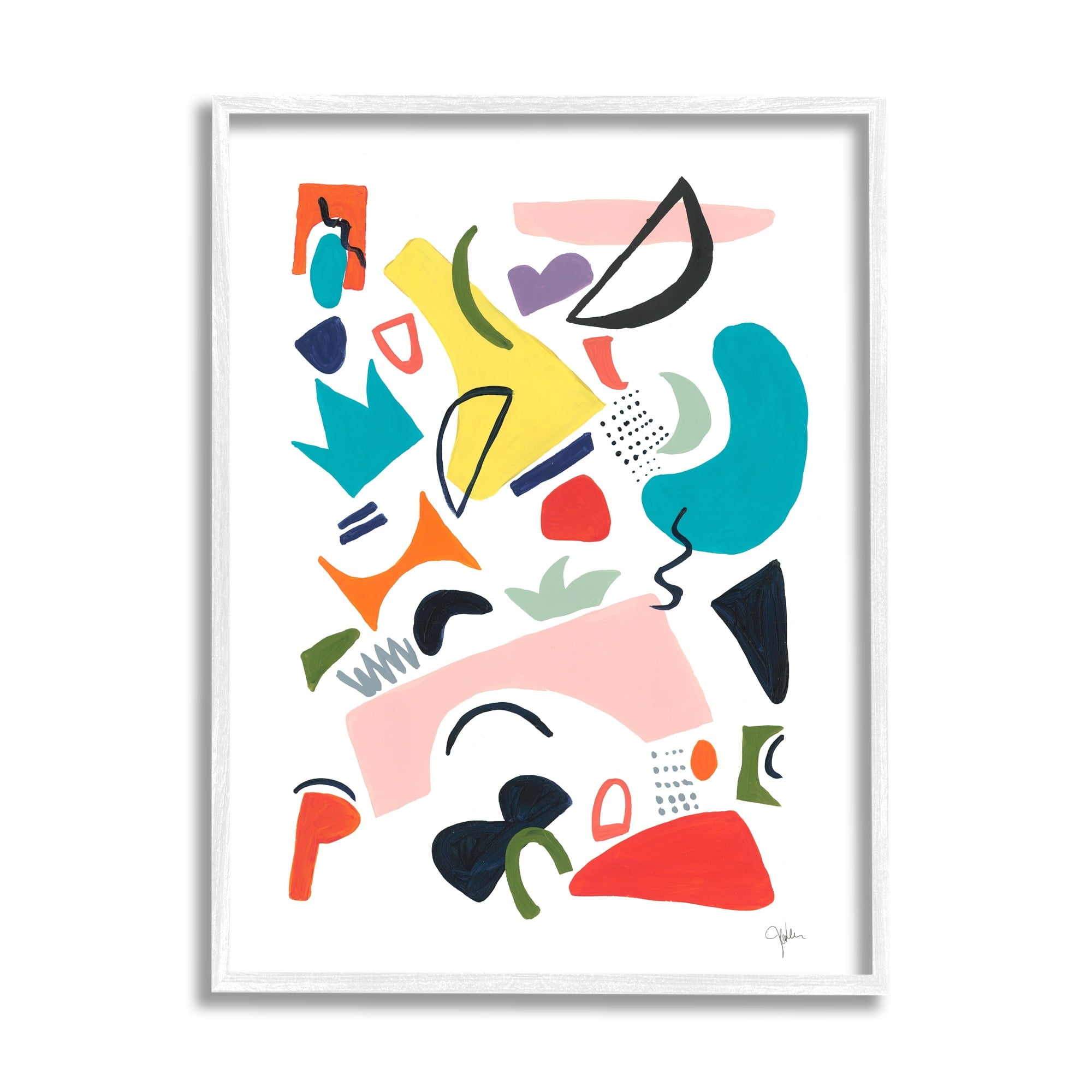 Stupell Industries Funky Shapes Abstract Painting Bold Lively Geometry, 16 x 20,Design by Jan Weiss