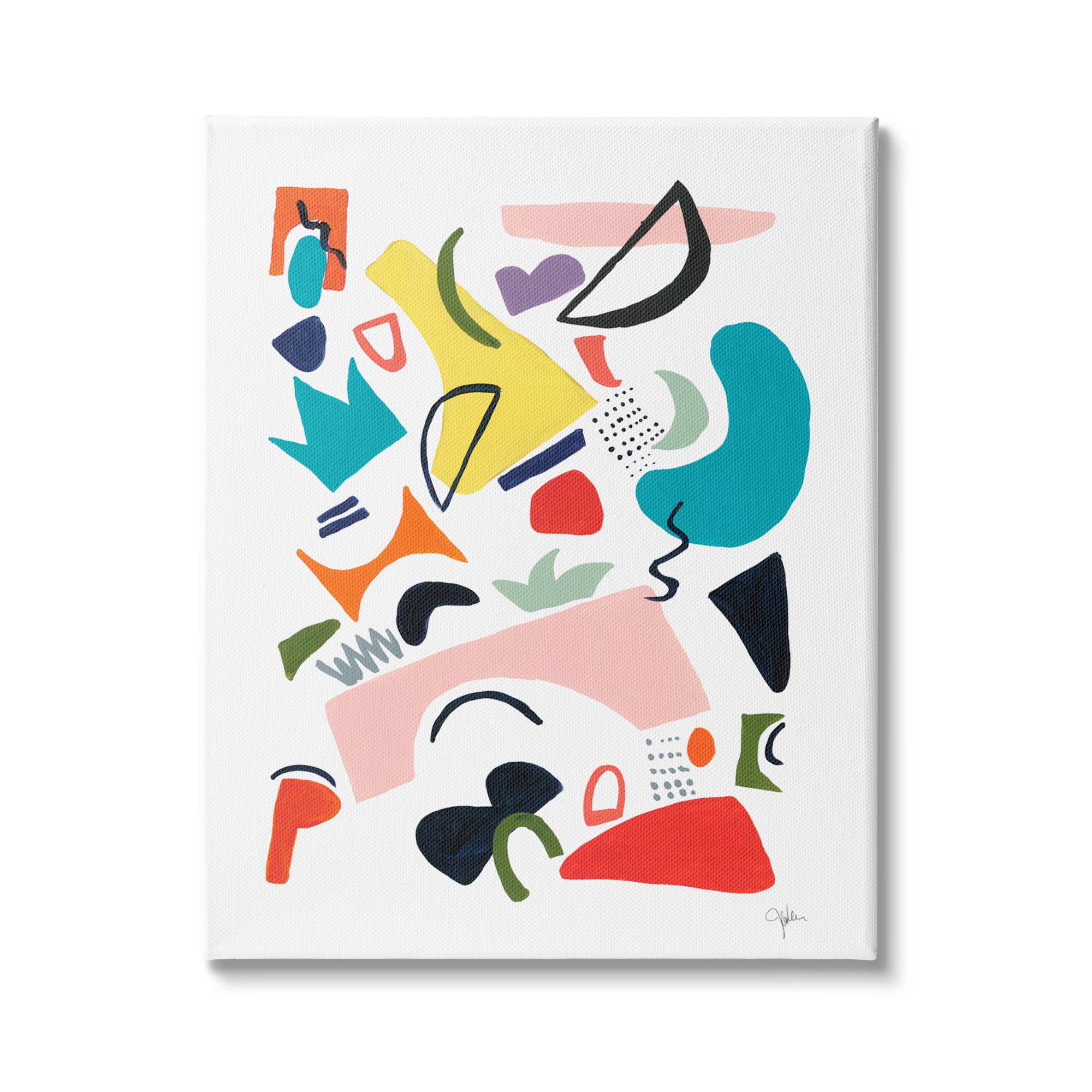 Stupell Industries Funky Shapes Abstract Painting Bold Lively Geometry, 24 x 30,Design by Jan Weiss