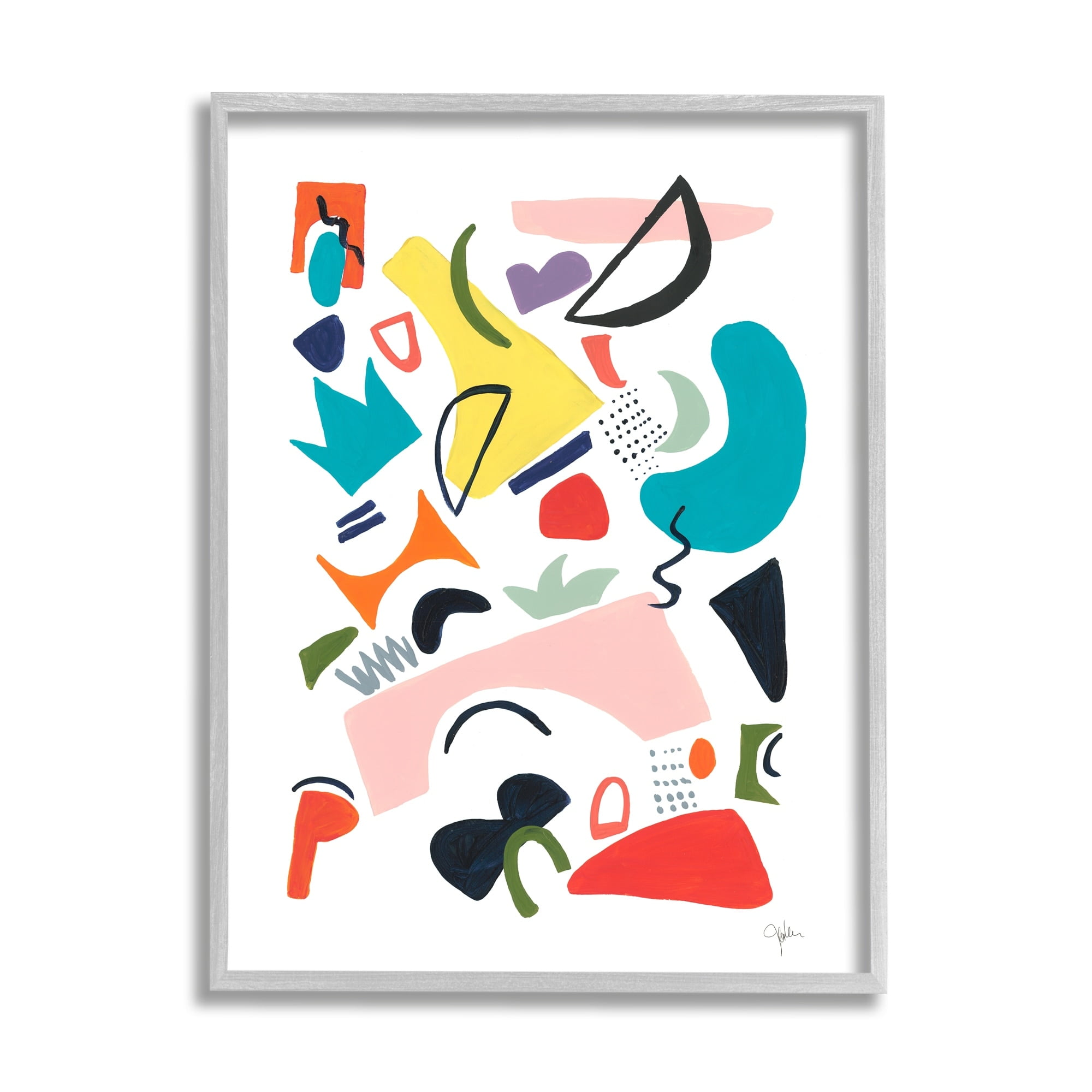 Stupell Industries Funky Shapes Abstract Painting Bold Lively Geometry, 24 x 30,Design by Jan Weiss