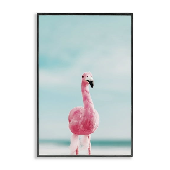 Stupell Industries Funky Summer Flamingo Nautical & Beach Photography Black Framed Art Print Wall Art, 12 x 18