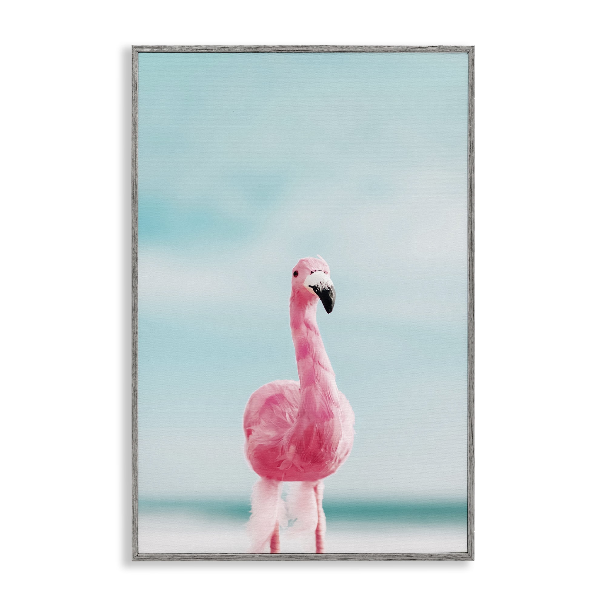 Stupell Industries Funky Summer Flamingo Nautical & Beach Photography Gray Framed Art Print Wall Art, 20 x 30